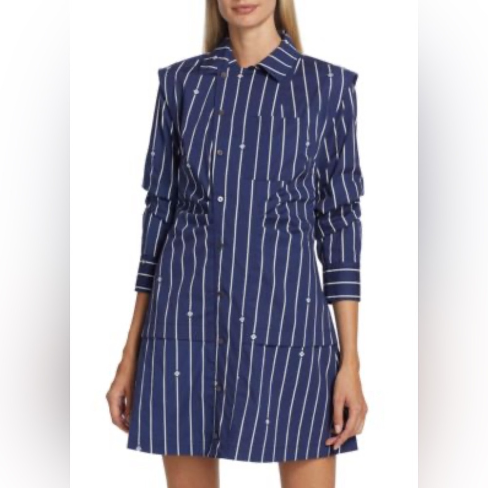 10 Crosby Derek Lam Blue and White Striped Dress - Picture 1 of 10